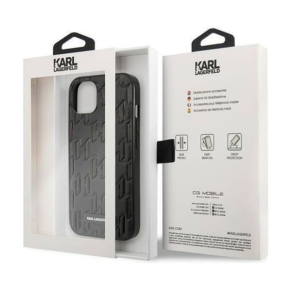 Original Case IPHONE 13 MINI Karl Lagerfeld Hardcase Monogram Plaque black 3666339049126