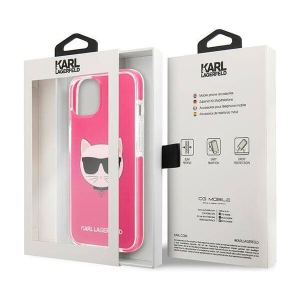Original Case IPHONE 13 MINI Karl Lagerfeld Hardcase Choupette Head (KLHCP13STPECPI) pink 3666339048525