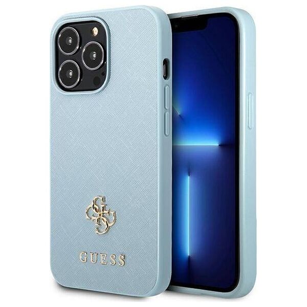 Original Case IPHONE 13 PRO Guess Hardcase Saffiano 4G Small Metal Logo (GUHCP13LPS4MB) blue 3666339048020