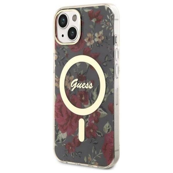 Original Case IPHONE 14 PLUS Guess Hardcase Flower MagSafe (GUHMP14MHCFWSA) green 3666339115609