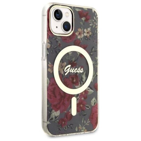 Original Case IPHONE 14 PLUS Guess Hardcase Flower MagSafe (GUHMP14MHCFWSA) green 3666339115609