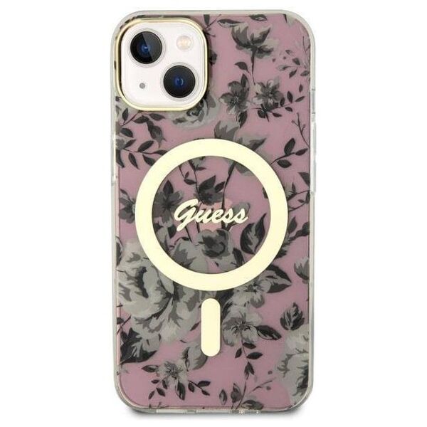 Original Case IPHONE 14 PLUS Guess Hardcase Flower MagSafe (GUHMP14MHCFWSP) pink 3666339115562