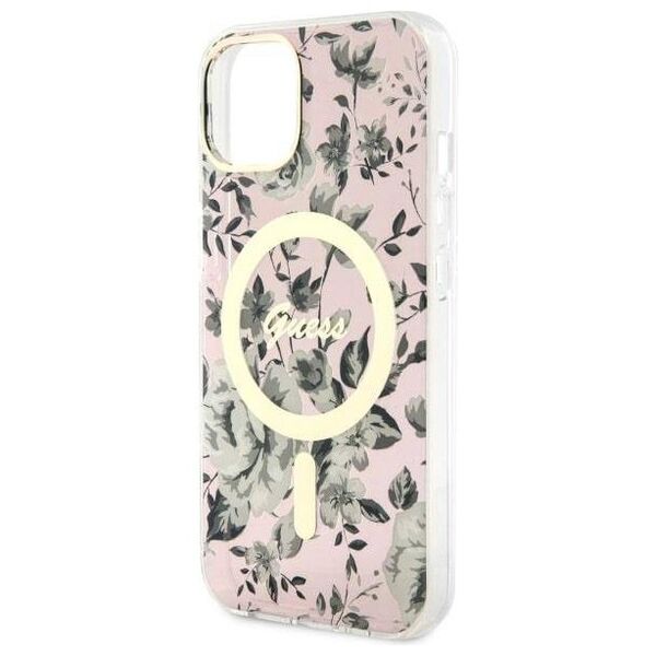 Original Case IPHONE 14 PLUS Guess Hardcase Flower MagSafe (GUHMP14MHCFWSP) pink 3666339115562