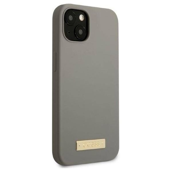 Original Case IPHONE 13 MINI Guess Hard Case Silicone Logo Plate MagSafe (GUHMP13SSPLG) gray 3666339056896