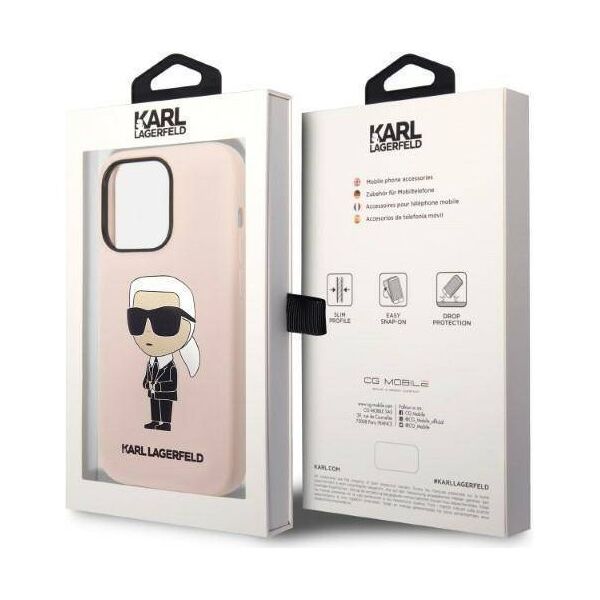 Original Case IPHONE 14 PRO MAX Karl Lagerfeld Hardcase Silicone Ikonik (KLHCP14XSNIKBCP) pink 3666339098643