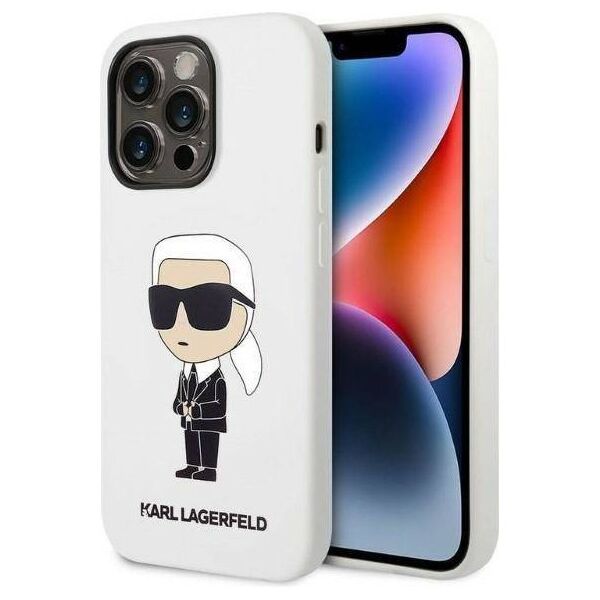 Original Case IPHONE 14 PRO Karl Lagerfeld Hardcase Silicone Ikonik (KLHCP14LSNIKBCH) white 3666339086626