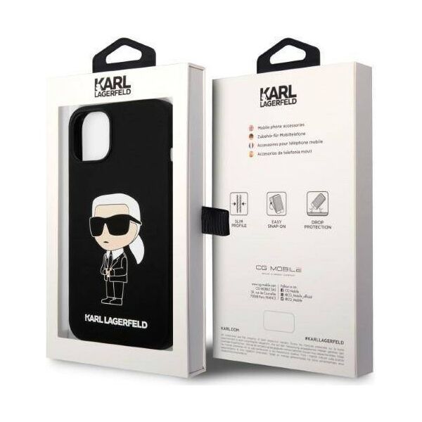 Original Case IPHONE 14 PLUS Karl Lagerfeld Hardcase Silicone Ikonik MagSafe (KLHMP14MSNIKBCK) black 3666339087692