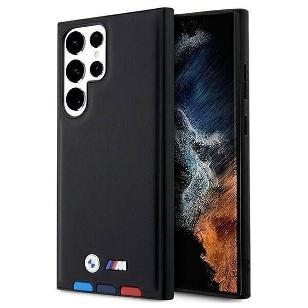Original Case SAMSUNG GALAXY S23 ULTRA BMW Leather Stamp Tricolor (BMHCS23L22PTDK) black 3666339114565