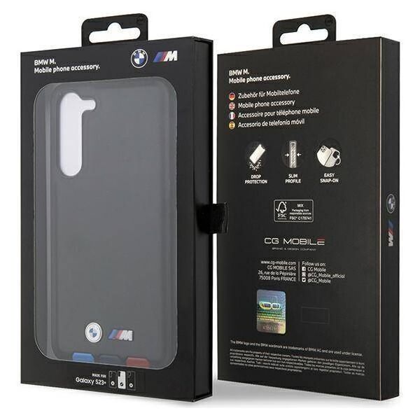 Original Case SAMSUNG GALAXY S23+ BMW Leather Stamp Tricolor (BMHCS23M22PTDK) black 3666339114558