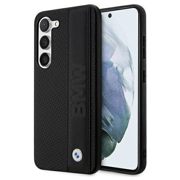 Original Case SAMSUNG GALAXY S23 BMW Hardcase Leather Textured & Stripe (BMHCS23S22RDPK) black 3666339114510