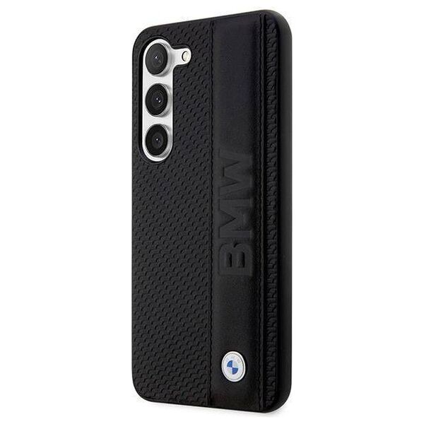 Original Case SAMSUNG GALAXY S23 BMW Hardcase Leather Textured & Stripe (BMHCS23S22RDPK) black 3666339114510
