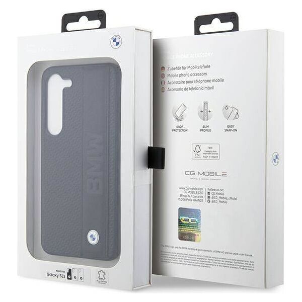 Original Case SAMSUNG GALAXY S23 BMW Hardcase Leather Textured & Stripe (BMHCS23S22RDPK) black 3666339114510