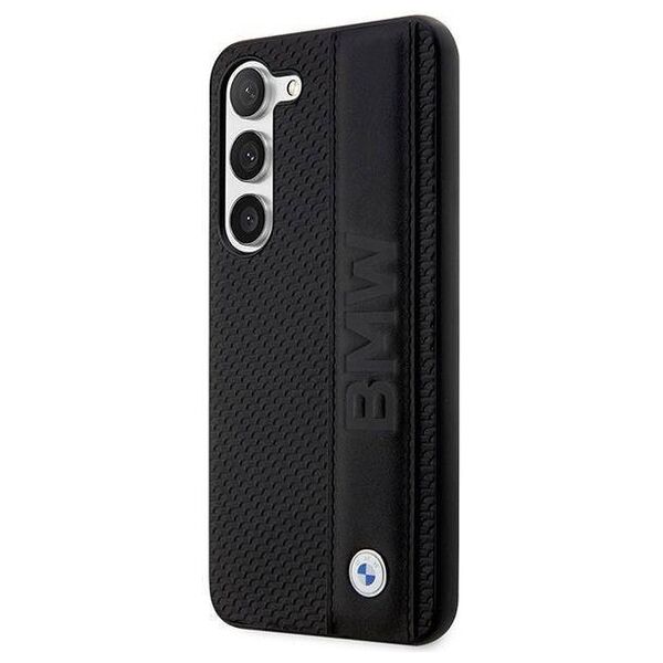 Original Case SAMSUNG GALAXY S23+ BMW Hardcase Leather Textured & Stripe (BMHCS23M22RDPK) black 3666339114527