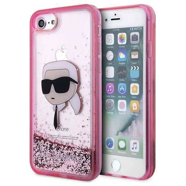 Original Case IPHONE SE 2022 / SE 2020 / 7 / 8 Karl Lagerfeld Hardcase Glitter Karl`s Head (KLHCI8LNKHCP) pink 3666339118877