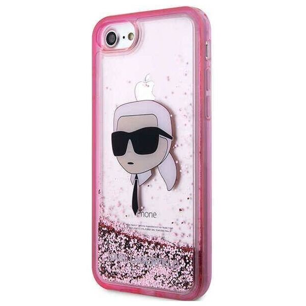 Original Case IPHONE SE 2022 / SE 2020 / 7 / 8 Karl Lagerfeld Hardcase Glitter Karl`s Head (KLHCI8LNKHCP) pink 3666339118877