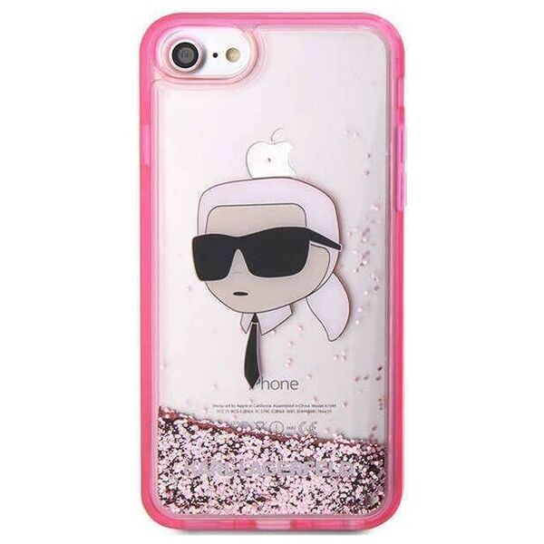 Original Case IPHONE SE 2022 / SE 2020 / 7 / 8 Karl Lagerfeld Hardcase Glitter Karl`s Head (KLHCI8LNKHCP) pink 3666339118877
