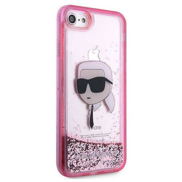 Original Case IPHONE SE 2022 / SE 2020 / 7 / 8 Karl Lagerfeld Hardcase Glitter Karl`s Head (KLHCI8LNKHCP) pink 3666339118877