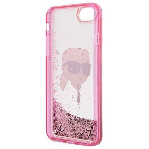 Original Case IPHONE SE 2022 / SE 2020 / 7 / 8 Karl Lagerfeld Hardcase Glitter Karl`s Head (KLHCI8LNKHCP) pink 3666339118877