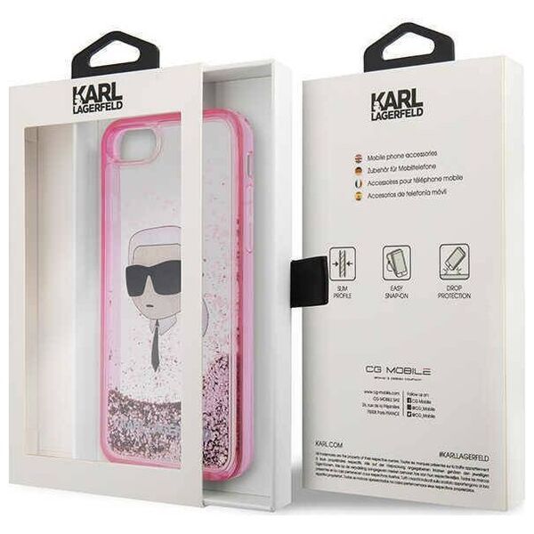 Original Case IPHONE SE 2022 / SE 2020 / 7 / 8 Karl Lagerfeld Hardcase Glitter Karl`s Head (KLHCI8LNKHCP) pink 3666339118877