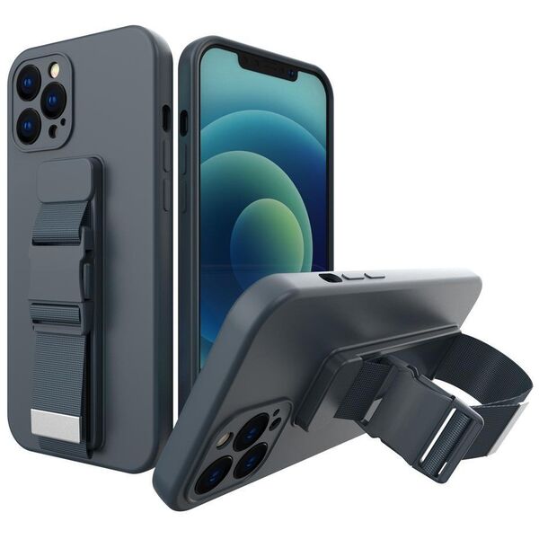 Rope Case Silicone Cover with Lanyard Purse Lanyard Strap for Xiaomi Redmi Note 11 Pro Navy Blue