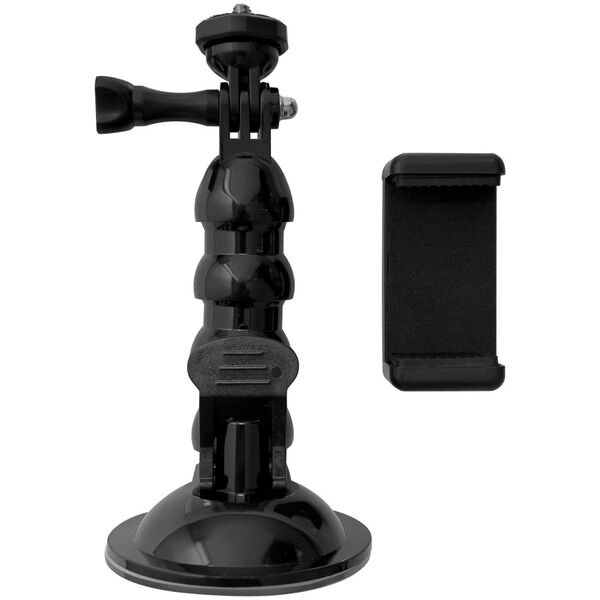 GoPro suction cup holder for GoPro, DJI, Insta360, SJCam, Eken sports cameras + smartphone adapter (GoPro car suction cup)