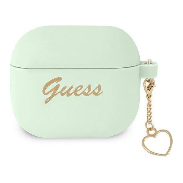 Original Case APPLE AIRPODS 3 Guess Silicone Charm Heart Collection (GUA3LSCHSN) green 3666339039080