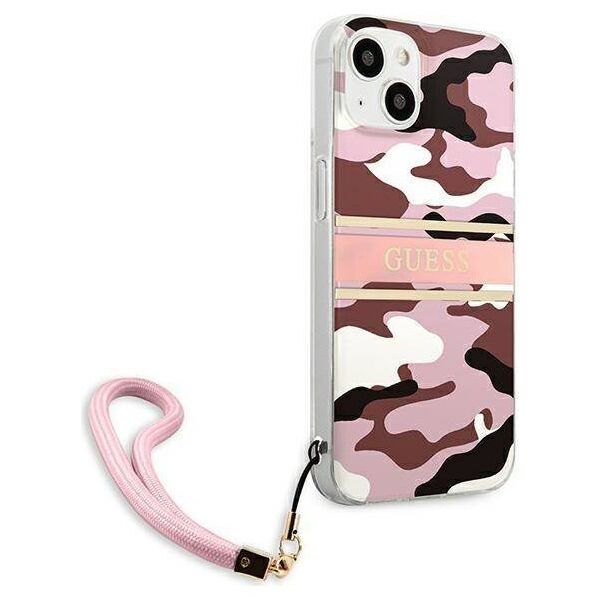 Original Case IPHONE 13 Guess Hardcase Camo Strap Collection (GUHCP13MKCABPI) pink 3666339023164