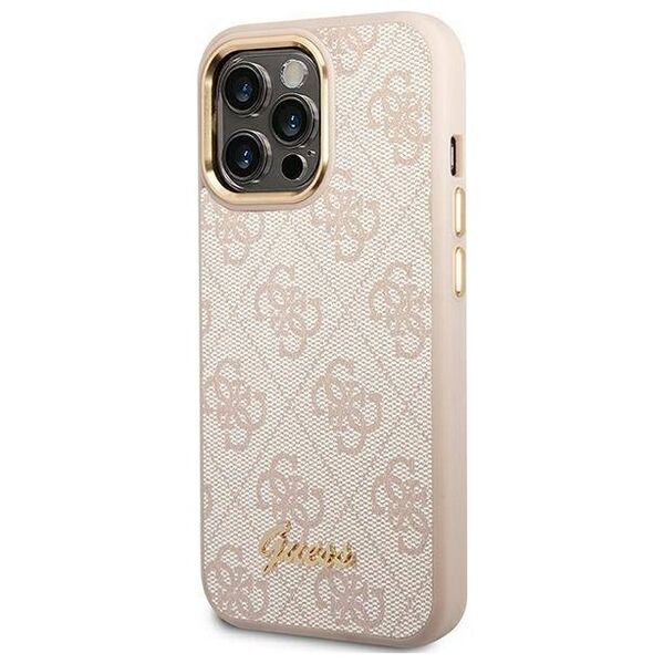 Original Case IPHONE 14 PRO Guess Hard Case 4G Vintage Gold Logo (GUHCP14LHG4SHP) pink 3666339065348