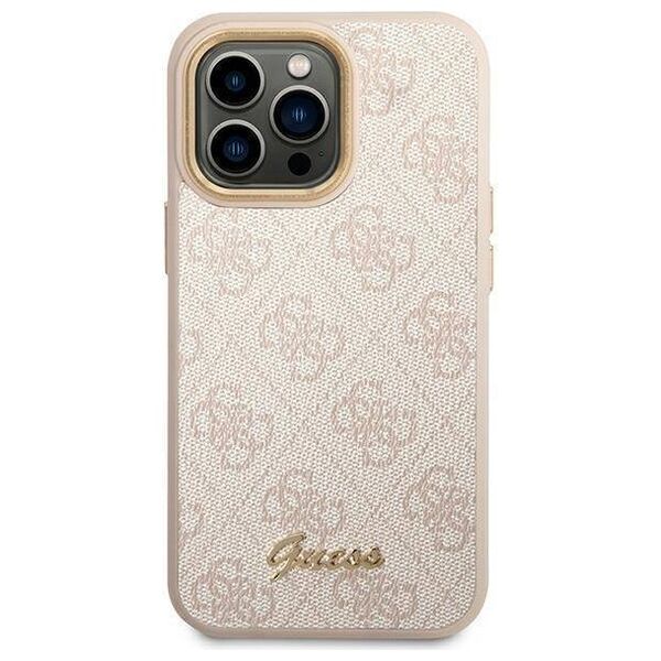 Original Case IPHONE 14 PRO Guess Hard Case 4G Vintage Gold Logo (GUHCP14LHG4SHP) pink 3666339065348