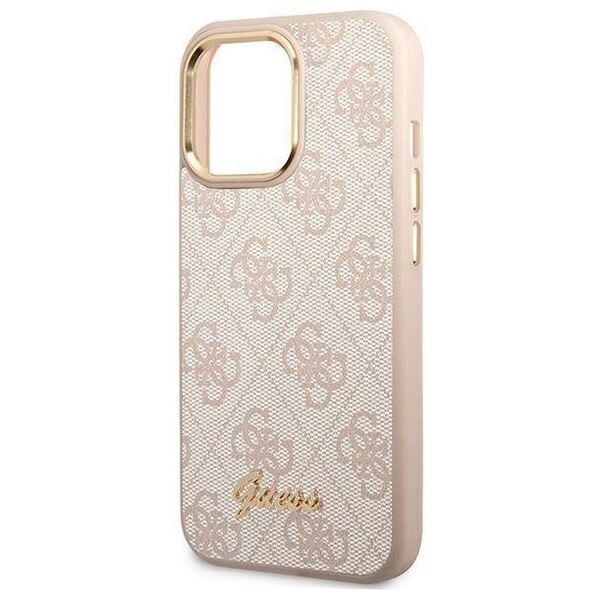 Original Case IPHONE 14 PRO MAX Guess Hard Case 4G Vintage Gold Logo (GUHCP14XHG4SHP) pink 3666339065355