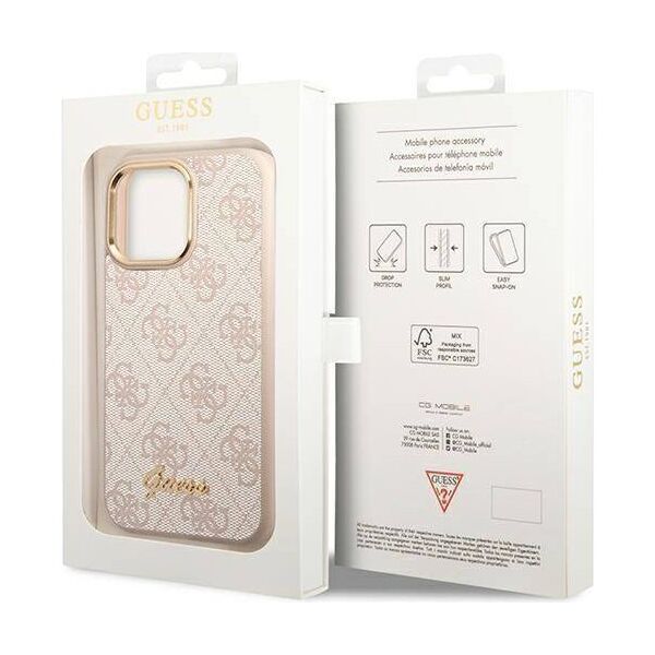 Original Case IPHONE 14 PRO MAX Guess Hard Case 4G Vintage Gold Logo (GUHCP14XHG4SHP) pink 3666339065355