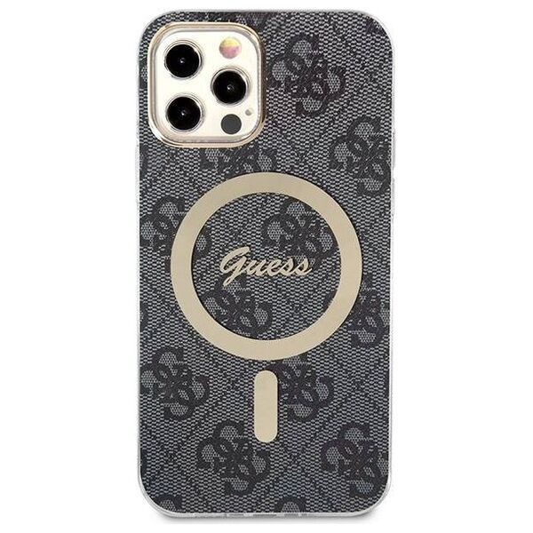 Original Case IPHONE 12 / 12 PRO Guess Hardcase 4G Print MagSafe + Wireless Charger (GUBPP14MH4EACSB) black 3666339102777