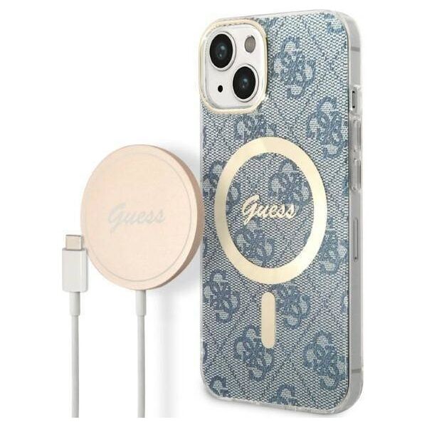 Original Case IPHONE 14 Guess Hardcase 4G Print MagSafe + Wireless Charger (GUBPP14XHJEACSA) blue 3666339102968