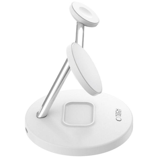 Wireless Charger 3in1 MagSafe Quick Charge Tech-Protect A35 white 5906302309559