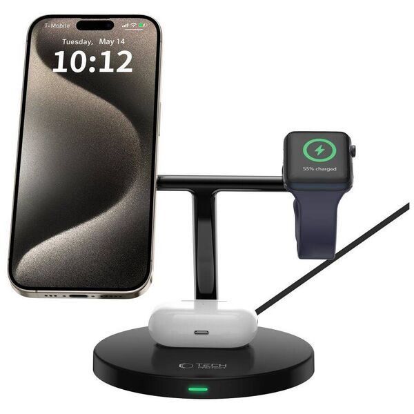 Wireless Charger 3in1 MagSafe Quick Charge Tech-Protect A35 black 5906302309566