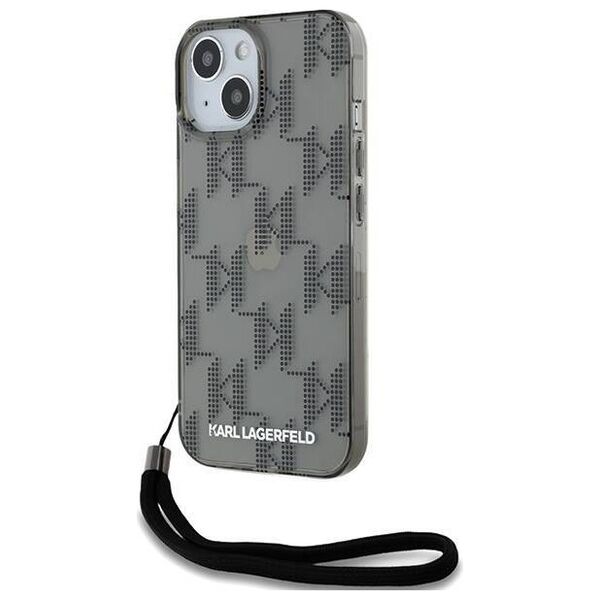 Original Case IPHONE 13 / 14 / 15 Karl Lagerfeld Hardcase IML Mono KL Pattern & Cord (KLHCP15SHKDPNSK) black 3666339258245