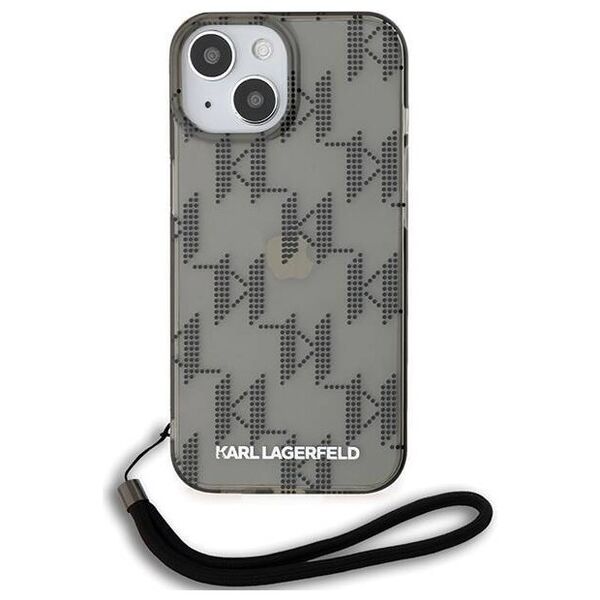 Original Case IPHONE 13 / 14 / 15 Karl Lagerfeld Hardcase IML Mono KL Pattern & Cord (KLHCP15SHKDPNSK) black 3666339258245