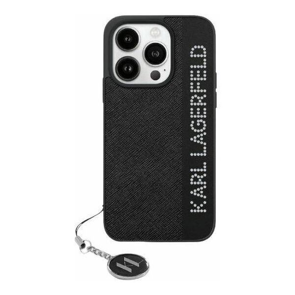 Original Case IPHONE 13 / 14 / 15 Karl Lagerfeld Hardcase Saffiano Rhinestones & Charm (KLHCP15SPSAKDGCK) black 3666339257965