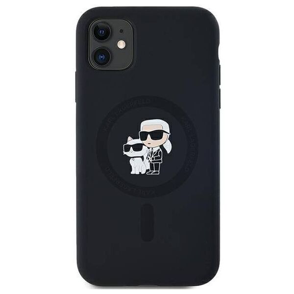 Original Case IPHONE 11 / XR Karl Lagerfeld Hardcase Silicone Karl & Choupette Magsafe (KLHMN61SCMKCRHK) black 3666339253943