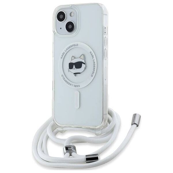 Original Case IPHONE 13 / 14 / 15 Karl Lagerfeld Hardcase IML Choupette Head & Cord MagSafe (KLHMP13MHCCHNT) transparent 3666339287054