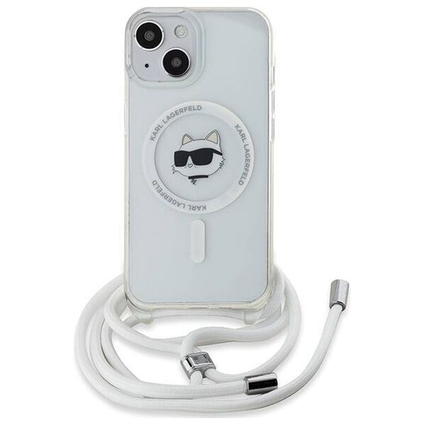 Original Case IPHONE 13 / 14 / 15 Karl Lagerfeld Hardcase IML Choupette Head & Cord MagSafe (KLHMP13MHCCHNT) transparent 3666339287054