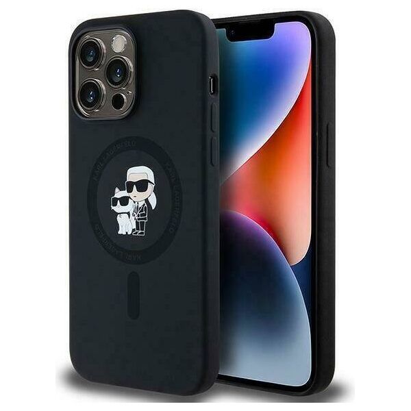 Original Case IPHONE 14 PRO Karl Lagerfeld Hardcase Silicone Karl & Choupette Magsafe (KLHMP14LSCMKCRHK) black 3666339254025