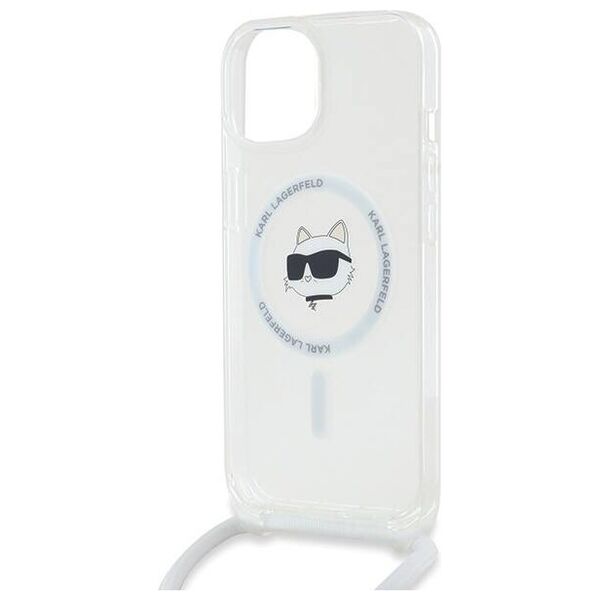 Original Case IPHONE 13 / 14 / 15 Karl Lagerfeld Hardcase IML Choupette Head & Cord MagSafe (KLHMP15SHCCHNT) transparent 3666339287122
