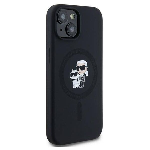 Original Case IPHONE 13 / 14 / 15 Karl Lagerfeld Hardcase Silicone Karl & Choupette Magsafe (KLHMP15SSCMKCRHK) black 3666339254049