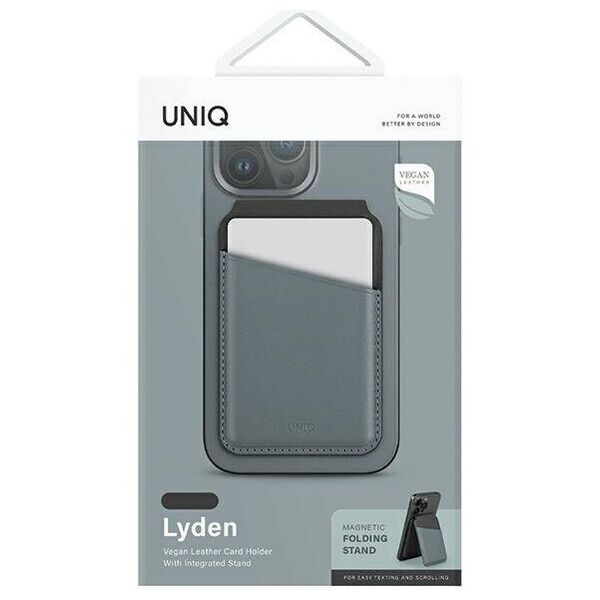 MagSafe Card Wallet IPHONE Z MAGSAFE UNIQ Magnetic RFID Wallet and Phone Stand blue & black 8886463688410
