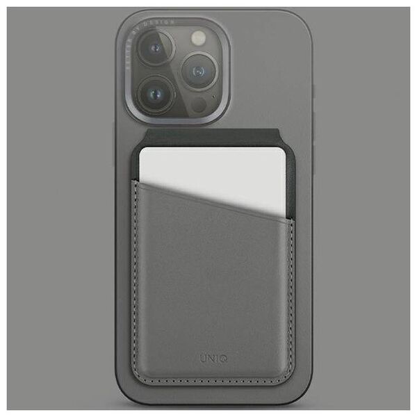 MagSafe Card Wallet IPHONE Z MAGSAFE UNIQ Magnetic RFID Wallet and Phone Stand black & grey 8886463688434