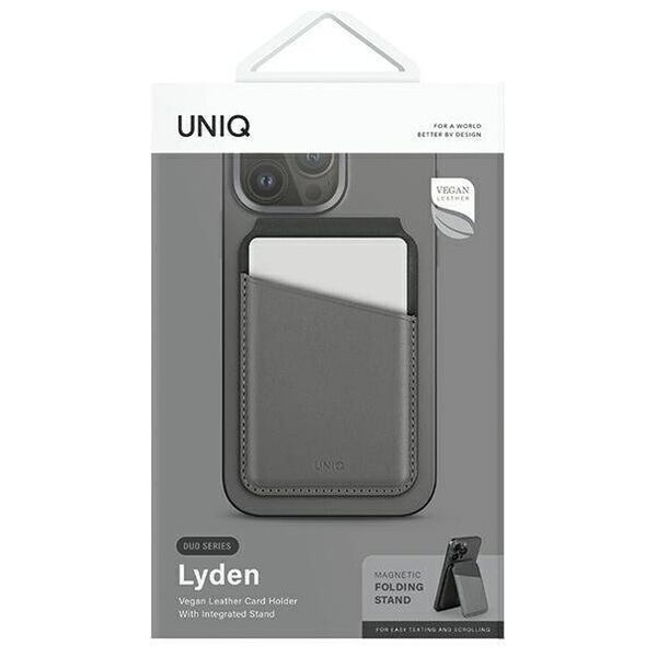 MagSafe Card Wallet IPHONE Z MAGSAFE UNIQ Magnetic RFID Wallet and Phone Stand black & grey 8886463688434