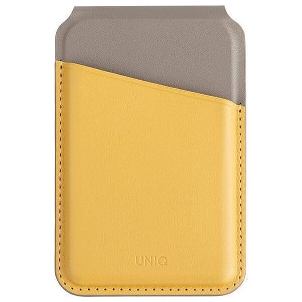 MagSafe Card Wallet IPHONE Z MAGSAFE UNIQ Magnetic RFID Wallet and Phone Stand yellow & gray 8886463688427
