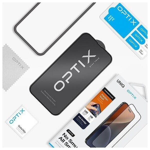 Tempered Glass 5D APPLE IPHONE 15 / 14 PRO UNIQ Optix Matte with Applicator 8886463688502