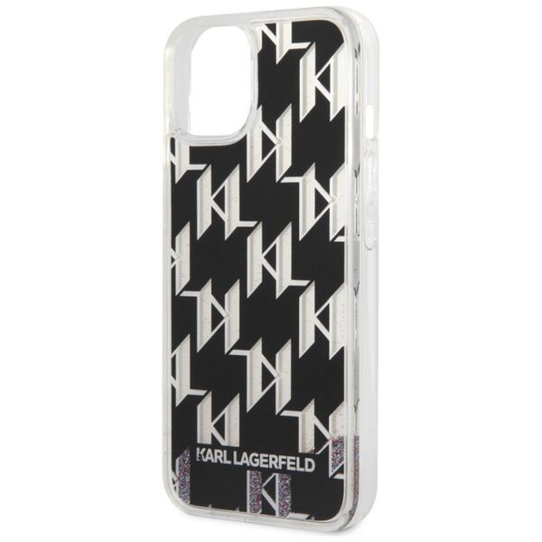 Karl Lagerfeld Monogram Liquid Glitter Apple iPhone 14 Plus (6.7) hátlapvédő tok fekete (KLHCP14MLMNMK) 3666339076245